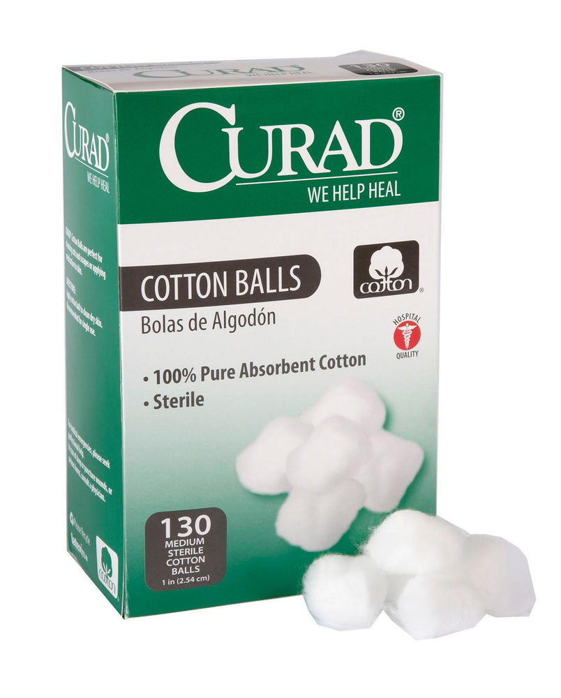 CURAD Sterile Cotton Balls, Size M, 1"