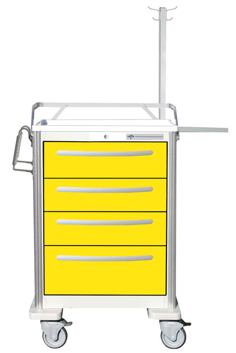  4-Drawer Aluminum UniCart with Three 6" and One 12" Drawer Configuration, Fairway Green, Lever Lock