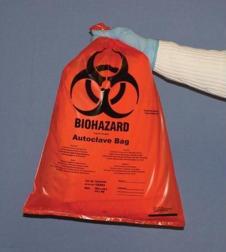 Autoclavable Polypropylene Biohazard Bag, Autoclavable to 275°F, 2 Mil, 19" x 24", Orange