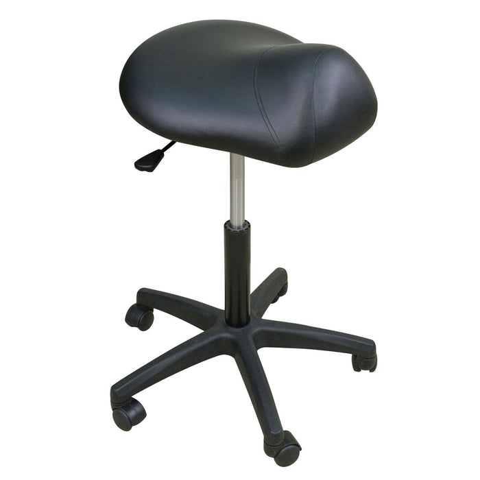 Oakworks Low-Height Premium Stool with Saddle Seat - STOOL, BLK BASE, SADDLE SEAT, OPAL - 60370-T12