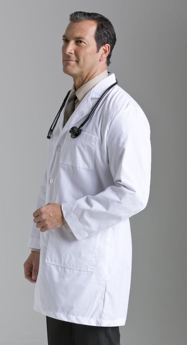 Men's Lab Coat with Tablet Computer Pocket, White, Size 46