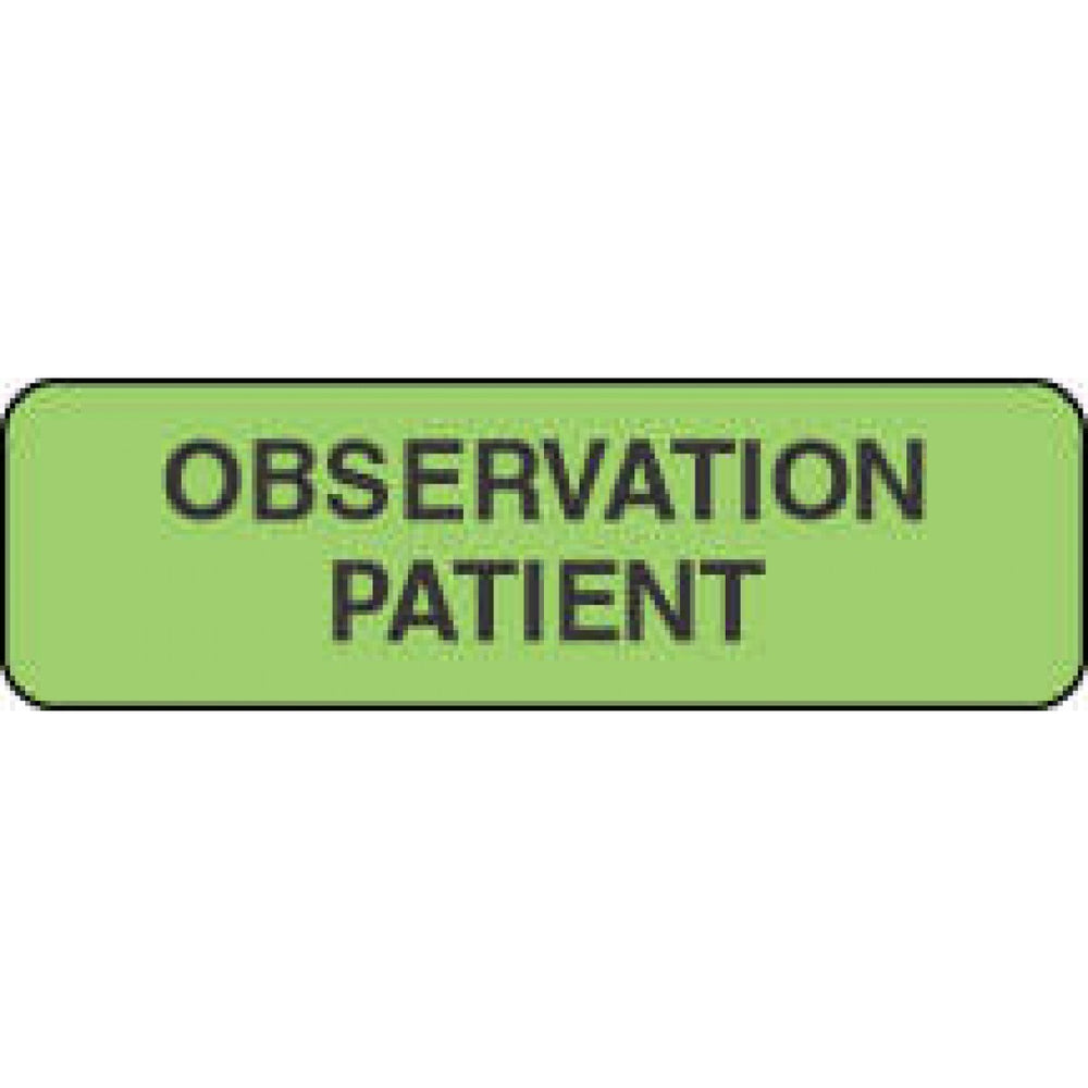 Label Paper Permanent Observation Patient 1 1/4" X 3/8" Fl. Green 1000 Per Roll