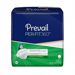 First Quality Products PerFit360 Adult Incontinence Briefs - Prevail PER-FIT360 Briefs, Maximum Plus Absorbency, Size XL, 58" to 70" Waist, 4 Bags of 15 - PFNG-014