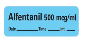 PDC Healthcare Chart Labels - Alfentanil Chart Label Tape, 1.5" x 0.5" Labels, 500" Roll, Blue - AN-106