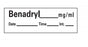 PDC Healthcare Chart Labels - Benadryl Chart Label Tape, 1.5" x 0.5" Labels, 500" Roll, White - AN-109