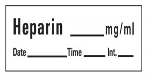 PDC Healthcare Chart Labels - Heparin Chart Label Tape, 1.5" x 0.5" Labels, 500" Roll, White - AN-10