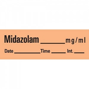 PDC Healthcare Sufentanil Label / Tapes - "MIDazolam" Label Tape, Orange, 500" - AN-120