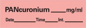 PDC Healthcare Anesthesia Tape with Date - Pancuronium Anesthesia Label Tape, Fluorescent Red, 1-1/2" x 1/2", 500" Roll - AN-18