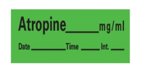 PDC Healthcare Chart Labels - Atropine Chart Label Tape, 1.5" x 0.5" Labels, 500" Roll, Green - AN-1