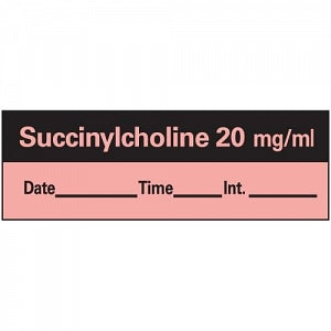 PDC Healthcare Chart Labels - Succinylcholine Chart Label Tape, 1.5" x 0.5" Labels, 500" Roll, Fluorescent Red - AN-20D20