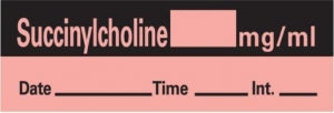 PDC Healthcare Anesthesia Tape with Date - Succinylcholine Anesthesia Label Tape, Fluorescent Red, 1-1/2" x 1/2", 500" Roll - AN-20