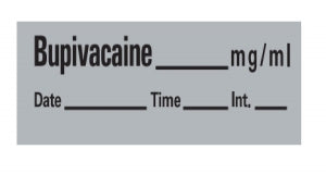 PDC Healthcare Chart Labels - Bupivacaine Chart Label Tape, 1.5" x 0.5" Labels, 500" Roll, Gray - AN-42