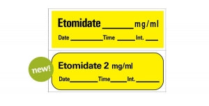 PDC Healthcare Etomidate Tapes - Zemuron Label, 1-1/2" x 1/2", Fluorescent Red - AN-52