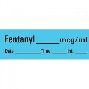 PDC Healthcare Tape / Label for Marcaine Anesthesia - "Fentanyl" Label Tape, 0.5" x 500", Blue - AN-7