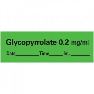 PDC Healthcare Tape / Label for Marcaine Anesthesia - "Glycopyrrolate" Label Tape, 0.5" x 500", Green - AN-9D02