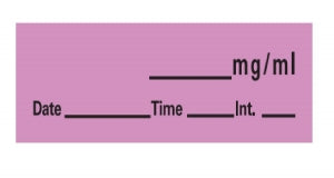 PDC Healthcare Chart Labels - Vecuronium Label with Space for mg / mL, 1-1/2" x 1/2", Fluorescent Red - LAN-103D1