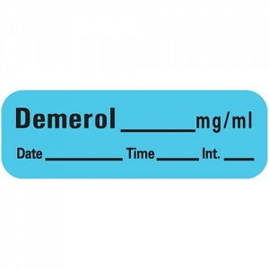 PDC Healthcare Chart Labels - Demerol Chart Label, 1-1/2" x 1/2", Blue - LAN-46