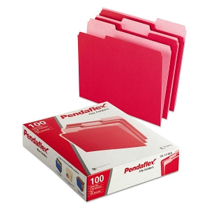 Esselte Pendaflex Colored One-Third Cut File Folders - Red 1/3 Cut Top Tab Letter-Sized 11 pt. File Folders - 15213RED