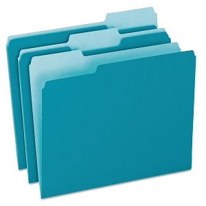 Esselte Pendaflex Colored One-Third Cut File Folders - Teal 1/3 Cut Top Tab Letter-Sized 11 pt. File Folders - 15213TEA