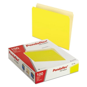 Esselte Pendaflex Straight-Cut File Folders - Yellow Straight-Cut Letter-Sized Top Tab File Folders - 152YEL