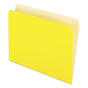 Esselte Pendaflex Straight-Cut File Folders - Yellow Straight-Cut Letter-Sized Top Tab File Folders - 152YEL