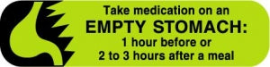 Centurion Centurion Pharmacy Auxiliary Labels - "Take Medication On An Empty Stomach" Label, Fluorescent Green - PHL28