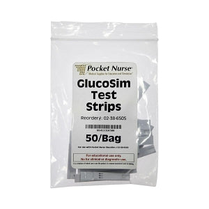 Pocket Nurse Gluco SIM Test Strips - Test Strips for Gluco SIM Simulated Glucometer - 02-38-6505