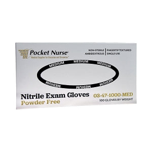 Pocket Nurse Nitrile Exam Gloves - Nonsterile Nitrile Exam Gloves, Blue, Size M - 03-47-1000-MED