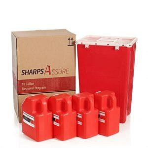 Post Medical Sharps Containers - Sharps Container Kit, 1 x 18 gal. Container, with 4 x 2 gal. Containers - PM-SA18GU4