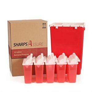 Post Medical Sharps Containers - Sharps Container Kit, 1 x 18 gal. Container, with 5 x 5 qt. Containers - PM-SA18GU5