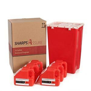 Post Medical Sharps Containers - Sharps Container Kit, 1 x 18 gal. Container, with 6 x 1 gal. Containers - PM-SA18GU6