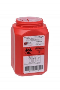 Post Medical 1 Qt. Leaktight Sharps Container - Leakproof Container, Red, 1 qt., 24-Count - WD-110-24