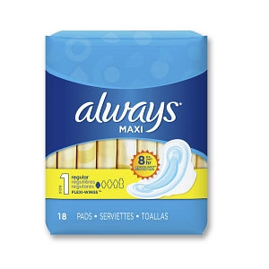 Procter & Gamble Always Regular Maxi Pads - Always Feminine Maxi Pad with Wings, 18/Pack - 10037000046783