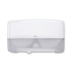 Essity Elevation Bath Tissue Mini-Jumbo Roll Twin Dispensers - Tork 5555200 Elevation Twin Mini Jumbo Bath Tissue Roll Dispenser, White, 10.125" H x 17.0" W x 5.6875" D, for Tork 11020602, 12024402, 120246 and 12013903 - 5555200