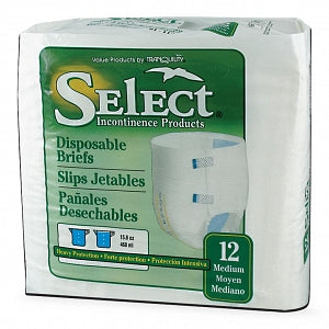 Principle Business Select Adult Disposable Incontinent Briefs - Select Adult Disposable Incontinent Brief with Tab Closures, M - 2624