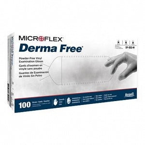 Ansell Healthcare Microflex Derma Free DF-850 Vinyl Exam Gloves - Microflex Derma Free Powder-Free Vinyl Exam Gloves, 9.5", Size M - DF-850-M