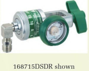 Precision Medical EasyDial Reg Oxygen Regulators / Components - Oxygen Regulator for E Tank, 0 to 15 LPM, 90° Pointing Down - 168715DSDR