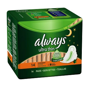 Procter & Gamble Ultra Thin Overnight Sanitary Pads - Always OB Ultrathin Sanitary Pad with Adhesive Back, 9" - 10037000301650