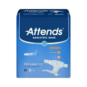 Attends Healthcare Products Attends Bariatric Briefs - Attends DermaDry Heavy Absorbency Brief, Size 3XL, Size 3XL, 70" to 94" Waist, 8/Pack - DD60