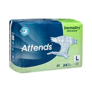 Attends Healthcare Products Attends DermaDry Advance Briefs - Attends DermaDry Heavy Absorbency Brief, Size L, 44" to 58" Waist, 24/Pack - DDA30