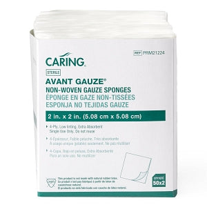 Medline Sterile Nonwoven Gauze Sponges - Sterile Nonwoven Sponge Gauze, 4-Ply, 2" x 2", 2/Pack - PRM21224