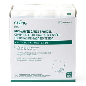 Medline Sterile Nonwoven Gauze Sponges - Non-Woven Sponge Gauze, 4" x 4", 4 Ply, 2/pk, Sterile, Not made with natural rubber latex - PRM21444