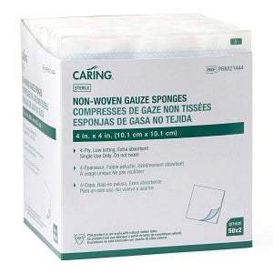 Medline Sterile Nonwoven Gauze Sponges - Non-Woven Sponge Gauze, 4" x 4", 4 Ply, 2/pk, Sterile, Not made with natural rubber latex - PRM21444