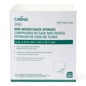 Medline Sterile Nonwoven Gauze Sponges - Non-Woven Sponge Gauze, 4" x 4", 4 Ply, 2/pk, Sterile, Not made with natural rubber latex - PRM21444