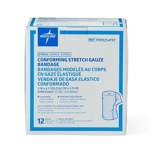 Medline Sterile Conforming Stretch Gauze Bandages - Sterile Conforming Gauze Bandage, 3" x 4.1 yd. - PRM254197