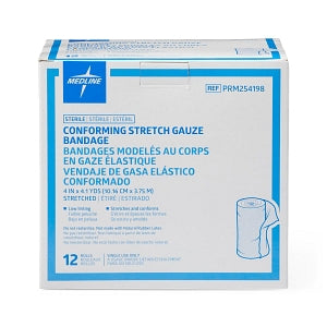 Medline Sterile Conforming Stretch Gauze Bandages - Sterile Conforming Gauze Bandage, 4" x 4.1 yd. - PRM254198