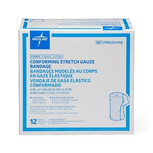 Medline Sterile Conforming Stretch Gauze Bandages - Sterile Conforming Gauze Bandage, 4" x 4.1 yd. - PRM254198