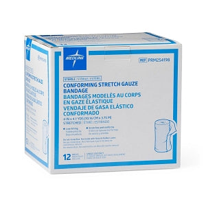 Medline Sterile Conforming Stretch Gauze Bandages - Sterile Conforming Gauze Bandage, 4" x 4.1 yd. - PRM254198