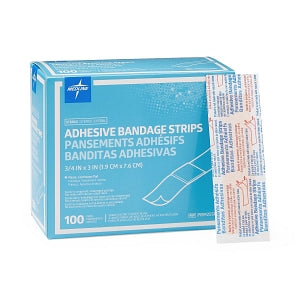 Medline Sheer-Gard Plastic Adhesive Bandages - Plastic Adhesive Bandage, Bulk Packaging, 3/4" x 3" - PRM25500B