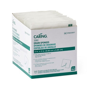 Medline Sterile Nonwoven Gauze Drain Sponges - Nonwoven Sterile 6-Ply Drain Sponges, 2" x 2" - PRM256001